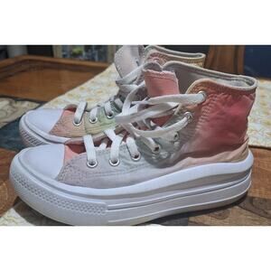 Converse Kids High-Top Sneakers in Pink, Peach, Green Tie-Dye